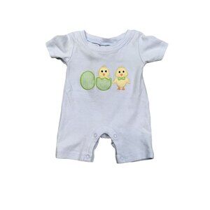 Three Sisters Infant 3M Romper With Chick Embroidery Easter Eggs Hatching